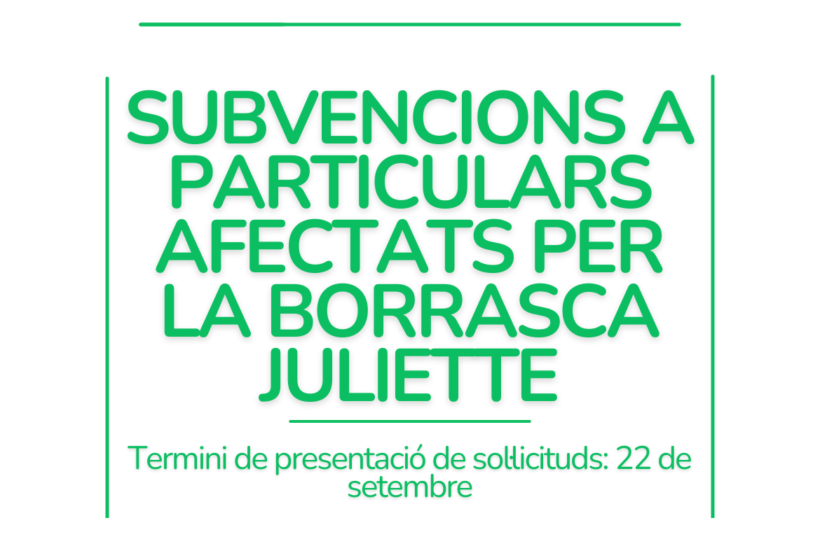 Oberta la convocatòria de subvencions a particulars afectats per la borrasca Juliette