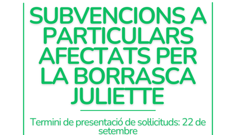 Oberta la convocatòria de subvencions a particulars afectats per la borrasca Juliette